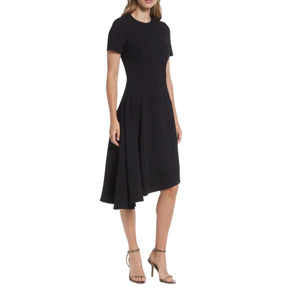BLACK HALO‎ Olcay Asymmetrical Midi Dress Women's Size 0 NWT LBD Career Classic